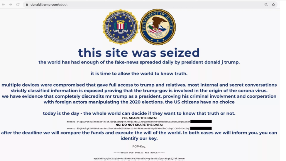Trump Campaign web page hacked 