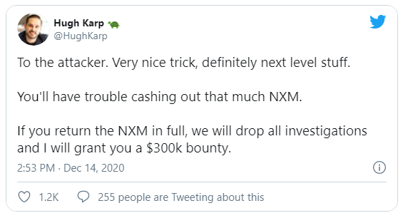 over $8m worth of NXM Tokens stolen
