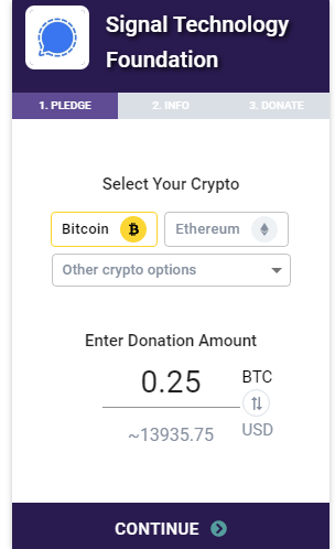 cryptocurrency donations 