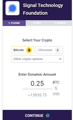 cryptocurrency donations 