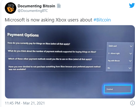 Microsoft Polls XBOX Users About the Bitcoin Payment