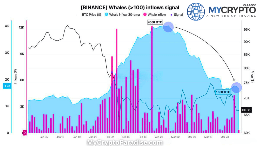 Whale Inflows to Binance