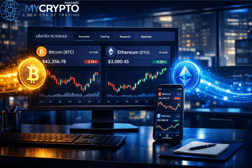Schwab launches BTC/ETH trading