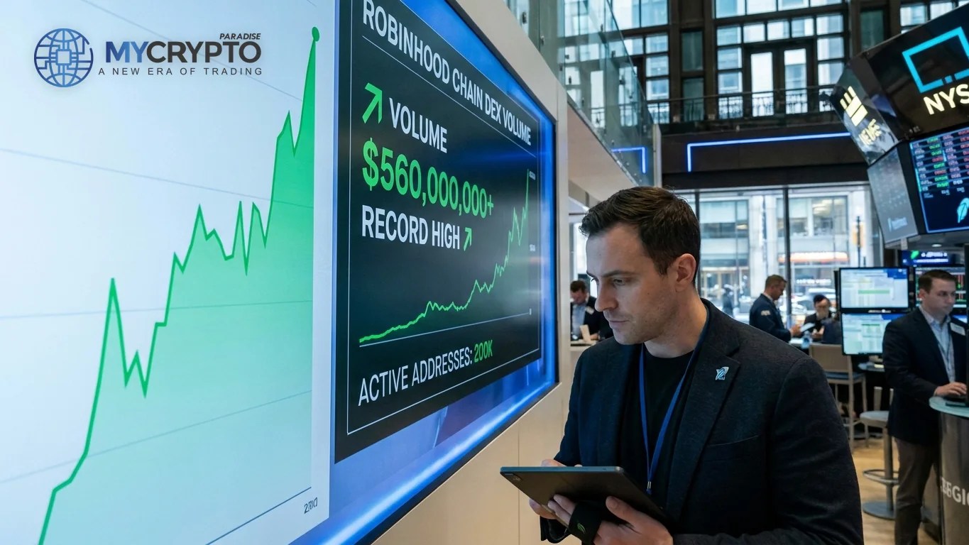 Wu Blockchain (@WuBlockchain): Robinhood Chain Daily DEX Volume Hits Record High Above $560 Million Robinhood Chain’s DEX trading volume exceeded $560 million on July 8, hitting a new high. Daily active addresses approached 200,000, with more than 140,000 being new addresses making their first transaction. Nearly 16,000 new tokens were created in a single day, and seven meme coins have reached market caps above $1 million, with Cash Cat surpassing $100 million. H/T: @Adam_Tehc.