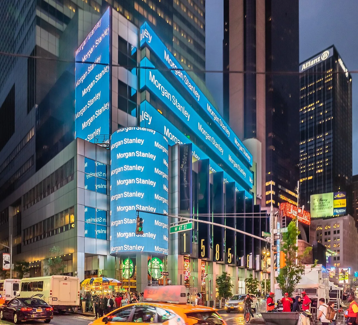 Exterior view of Morgan Stanley's headquarters building in Midtown, NYC.