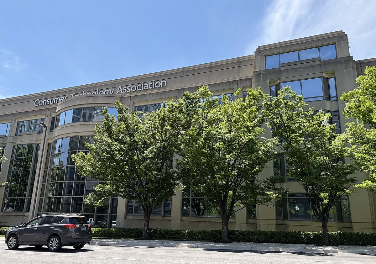 A modern office building, the Consumer Technology Association headquarters in Arlington, Virginia.