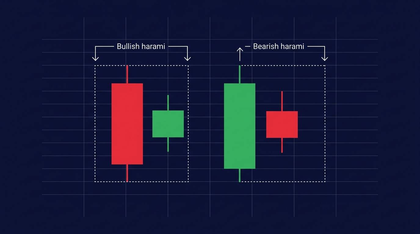Bullish and bearish harami patterns