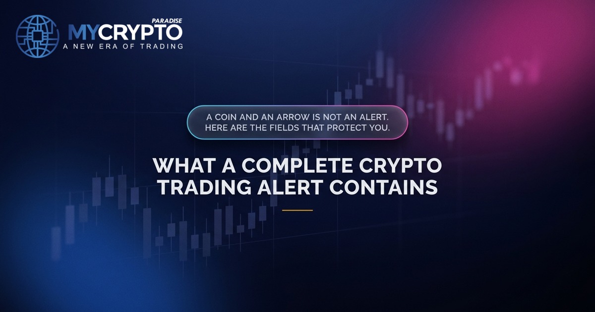 What a complete crypto trading alert contains · MyCryptoParadise