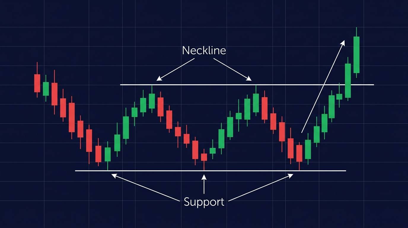 Typical triple bottom pattern