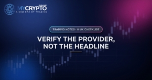 Verify the provider, not the headline · A UK checklist · MyCryptoParadise. Education only, not financial advice.
