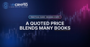 A quoted price blends many books · Reading a rate · MyCryptoParadise. Education only, not financial advice.