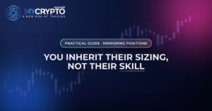 You inherit their sizing, not their skill · Mirroring positions · MyCryptoParadise. Education only, not financial advice.