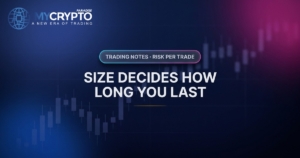 Size decides how long you last · Risk per trade · MyCryptoParadise. Education only, not financial advice.