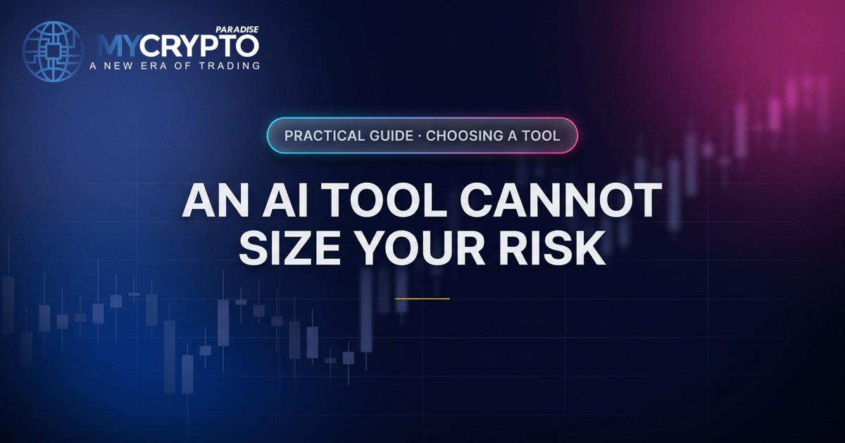 An AI tool cannot size your risk · Choosing a tool · MyCryptoParadise. Education only, not financial advice.