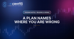 A plan names where you are wrong · Reading a signal · MyCryptoParadise. Education only, not financial advice.
