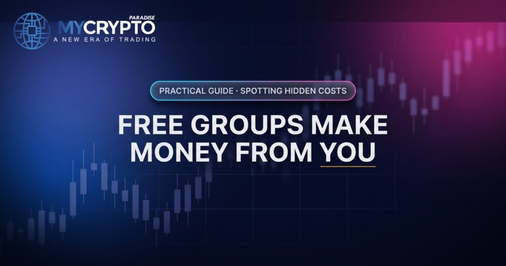 Free groups make money from you · Spotting hidden costs · MyCryptoParadise. Education only, not financial advice.