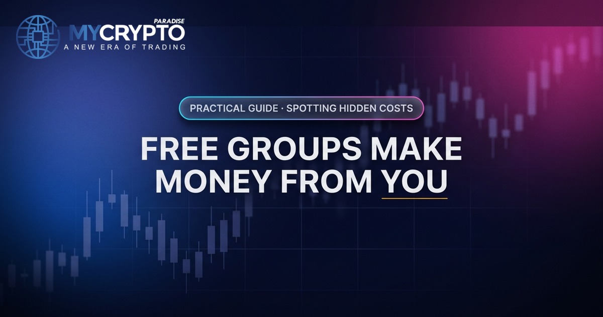 Free groups make money from you · Spotting hidden costs · MyCryptoParadise. Education only, not financial advice.
