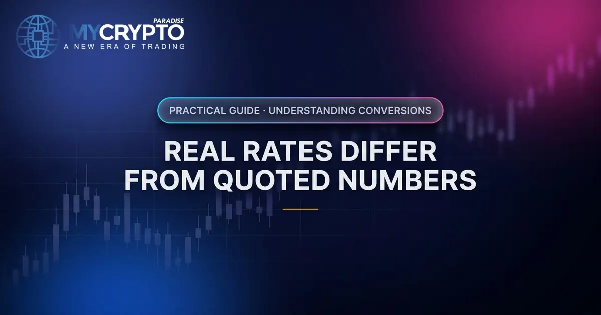 Real rates differ from quoted numbers · Understanding conversions · MyCryptoParadise. Education only, not financial advice.