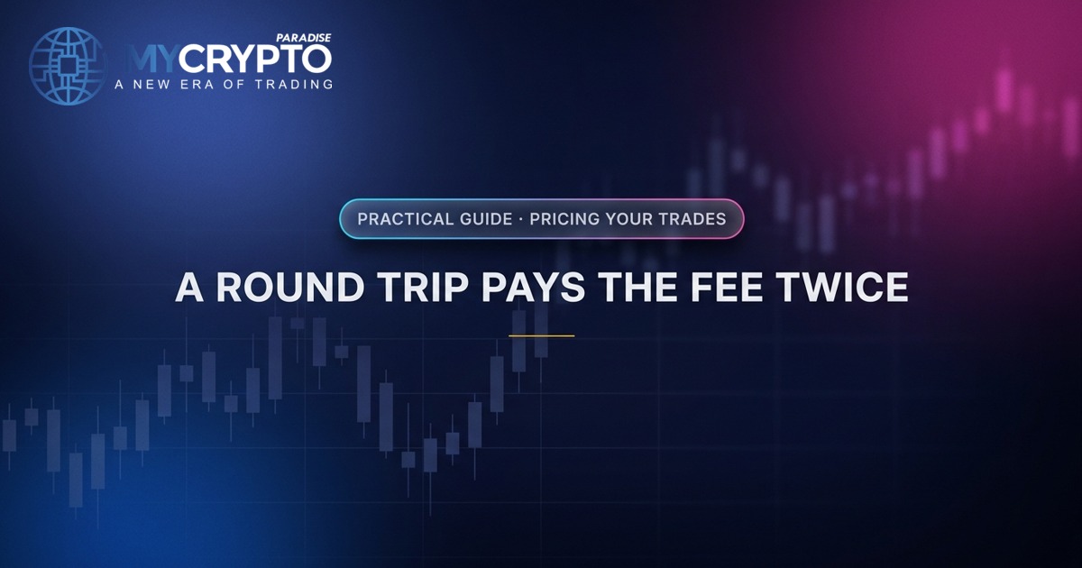 A round trip pays the fee twice · Pricing your trades · MyCryptoParadise. Education only, not financial advice.