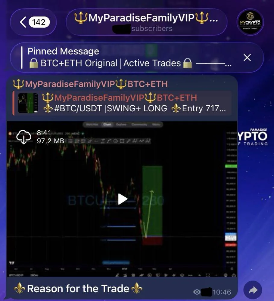 Video post in the Bitcoin and Ethereum channel: the reasoning behind a BTC swing long, an 8 minute 41 second video