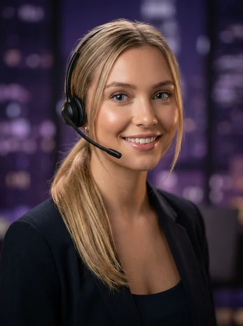ParadiseTeam support on the line, headset on, smiling and ready to help
