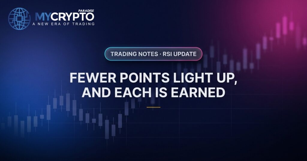 Fewer points light up, and each is earned · RSI update · MyCryptoParadise. Education only, not financial advice.