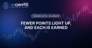 Fewer points light up, and each is earned · RSI update · MyCryptoParadise. Education only, not financial advice.